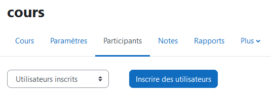 Espace de cours - onglet Participants