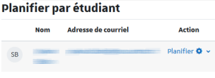 Planification par étudiant