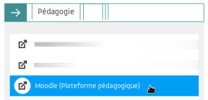 Capture montrant la partie Pédagogie de la page de toutes les applications de Ernest et indiquant l'item à sélectionner.